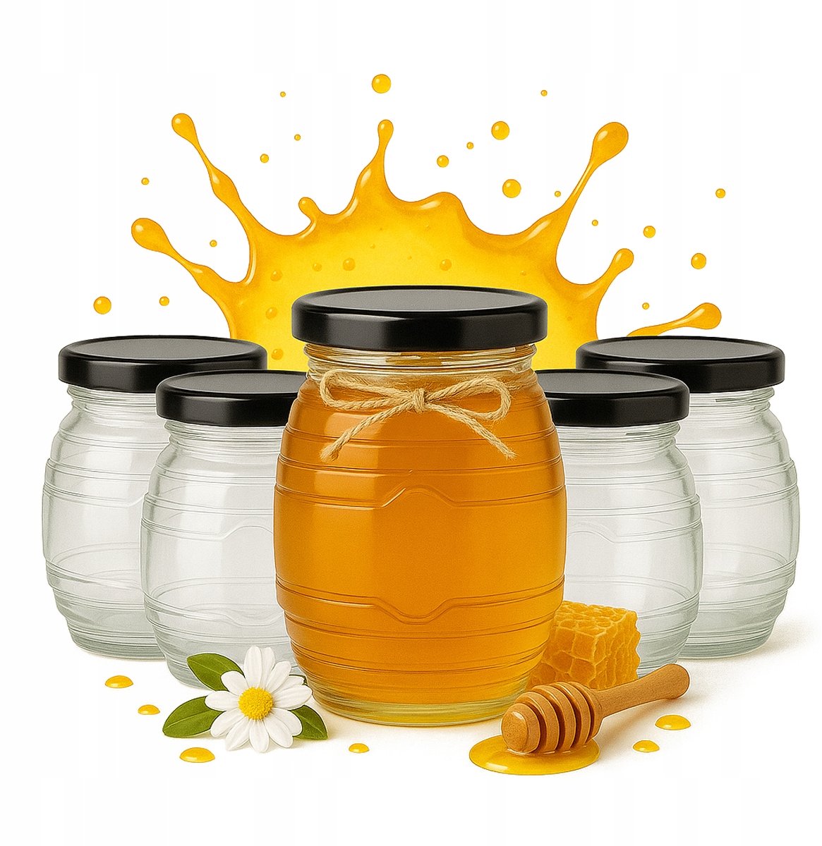 20x Glazen Pot UL 380ml - Honing, Jam, Cadeau Potten