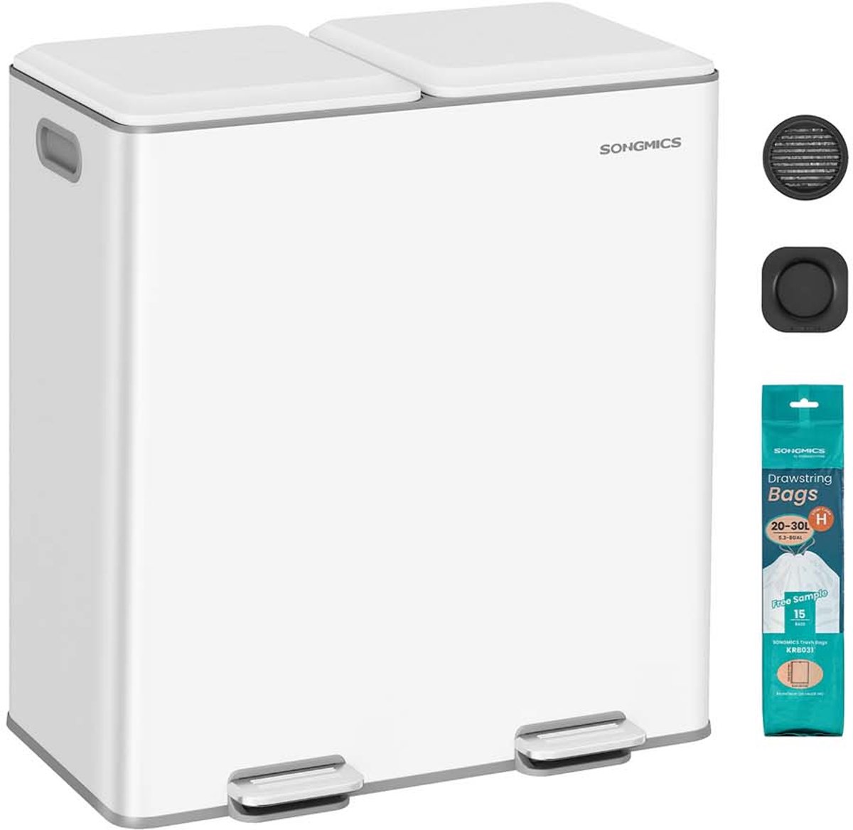 Prullenbak – 2 compartimenten – Soft-close pedaal en binnenemmers