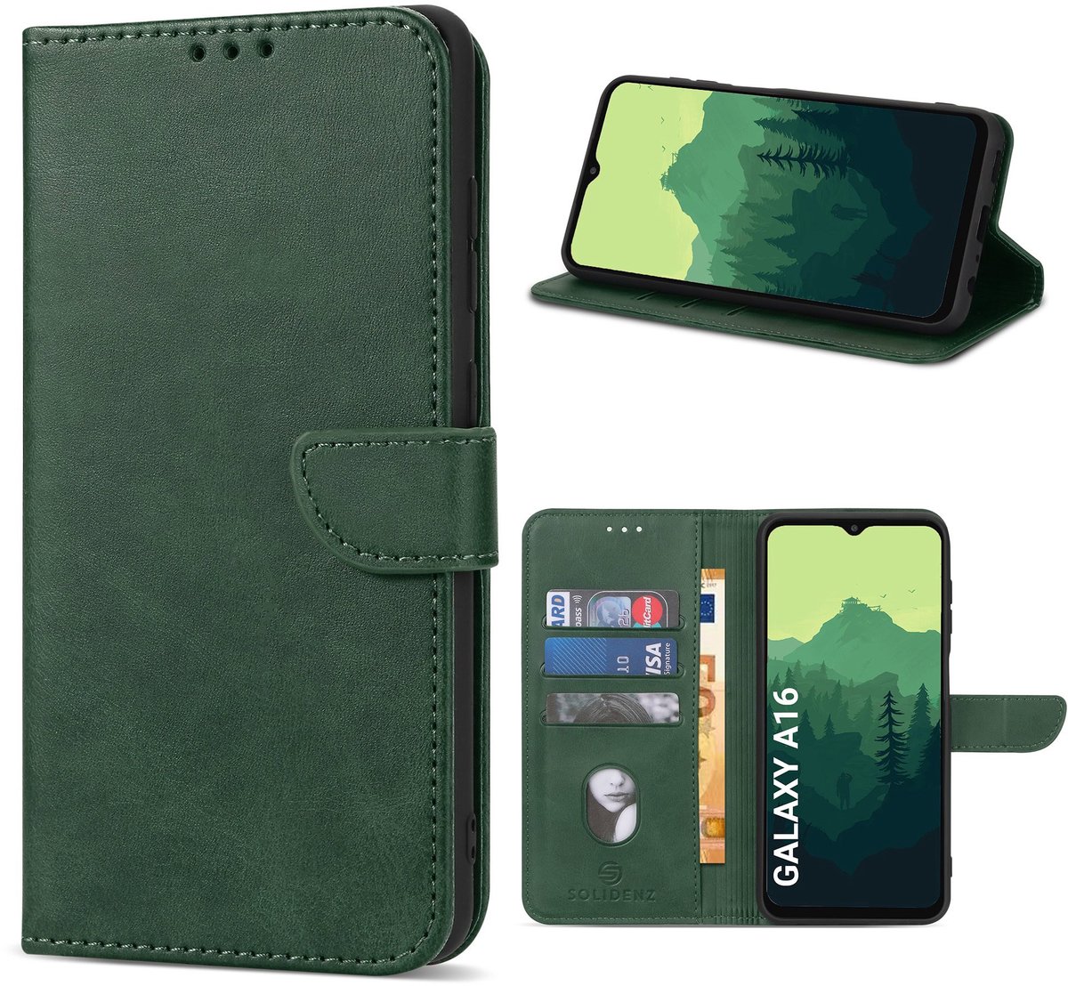 Solidenz hoesje - Geschikt voor Samsung Galaxy A16 - Bookcase - Groen