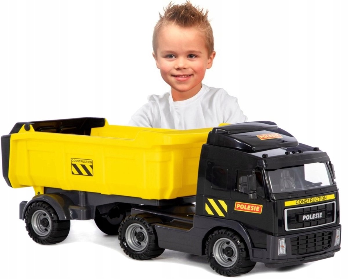 Grote Bouwvakker Vrachtwagen Kiepwagen met Aanhanger - 60cm