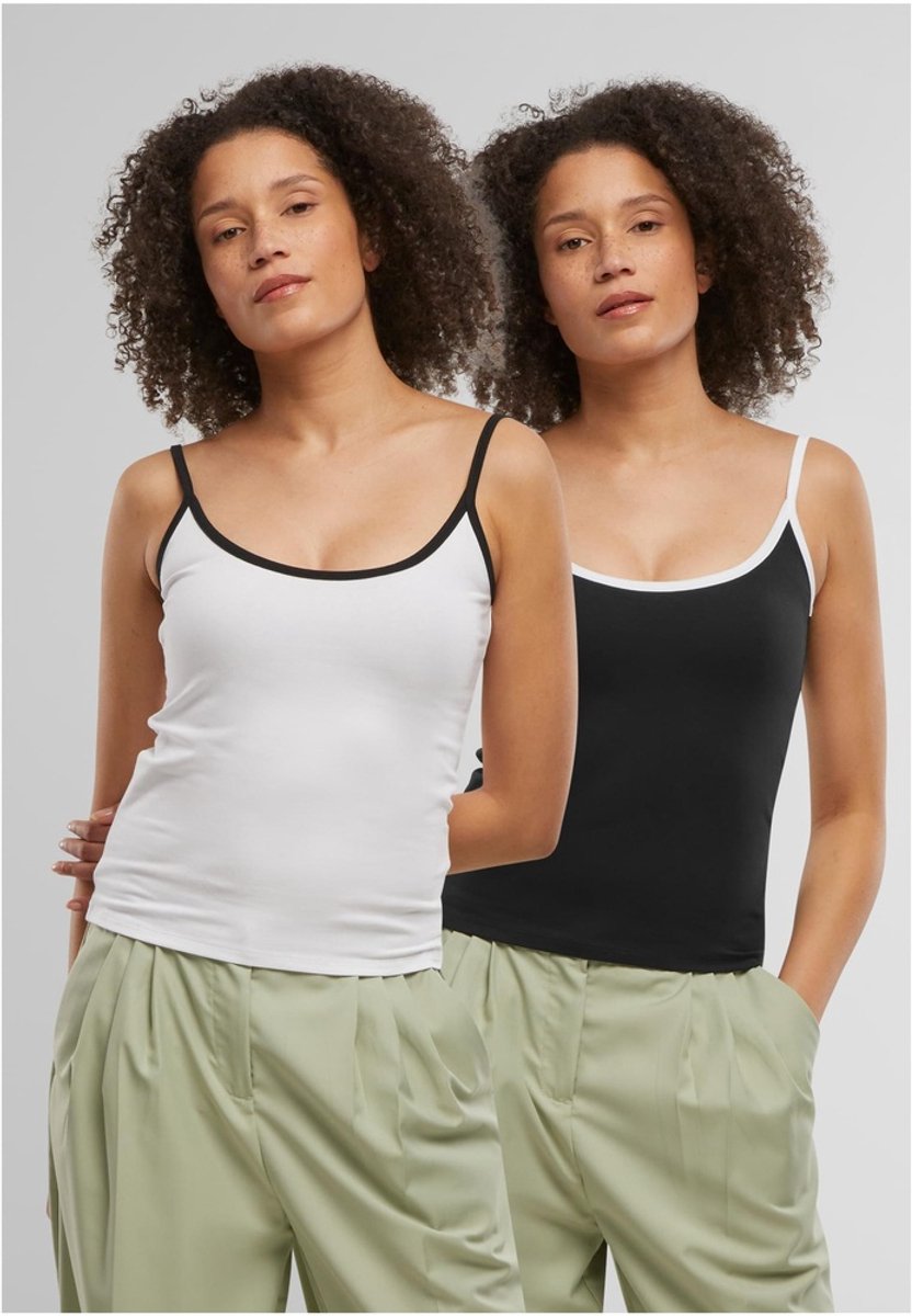 Urban Classics Contrast Basic 2Pack Mouwloze top 5XL Zwart