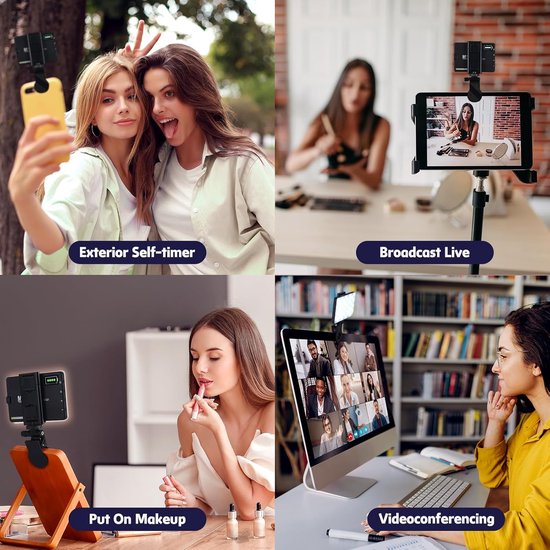 3-in-1 Zelfie Verlichting - Voor- en Achterkant Clip voor Alle Schermen - USB Oplaadbaar voor TikTok en Make-up - Videoconferentie Lamp - Wit - 1 Stuk van FONTRA៥៤ — afbeelding 4