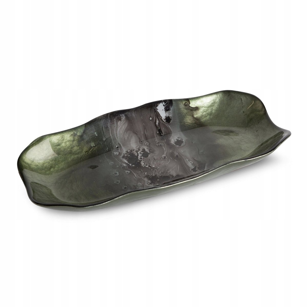 Merkloos Decoratieve Glazen Schaal Groen 32x17x4 cm