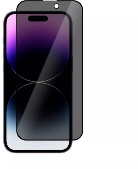 Privacy screenprotector voor smartphone, met een paarse en blauwe gloed op het scherm.