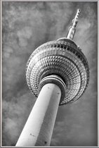 JUNIQE - Poster met kunststof lijst Berlin Fernsehturm -13x18 /Grijs &