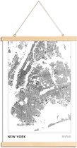 JUNIQE - Posterhanger New York kaart -20x30 /Wit & Zwart