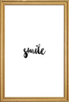 JUNIQE - Poster met houten lijst Smile -13x18 /Wit & Zwart