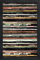 JUNIQE - Poster in houten lijst Records -30x45 /Kleurrijk