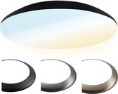 HOFTRONIC - LED Plafondlamp - Plafonnière - Zwart - 25 Watt - IP65 waterdicht - Kleur instelbaar (2700K, 4000K & 5000K) - 2600 Lumen - IK10 Stootveilig - Ø38 cm - Geschikt voor badkamer - Voo