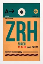 JUNIQE - Poster in houten lijst Zurich -40x60 /Groen & Oranje