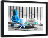 Foto in frame , Blauwe Boeddha , 120x80cm , Multikleur , Premium print