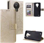 Voor Nokia 1.4 Totem Bloem Reliëf Horizontale Flip TPU + PU Lederen Case met Houder & Kaartsleuven & Portemonnee (Goud)