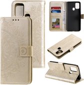 Voor Motorola Moto G10/G30 Totem Bloem Reliëf Horizontale Flip TPU + PU Lederen Case met Houder & Kaartsleuven & Portemonnee (Goud)