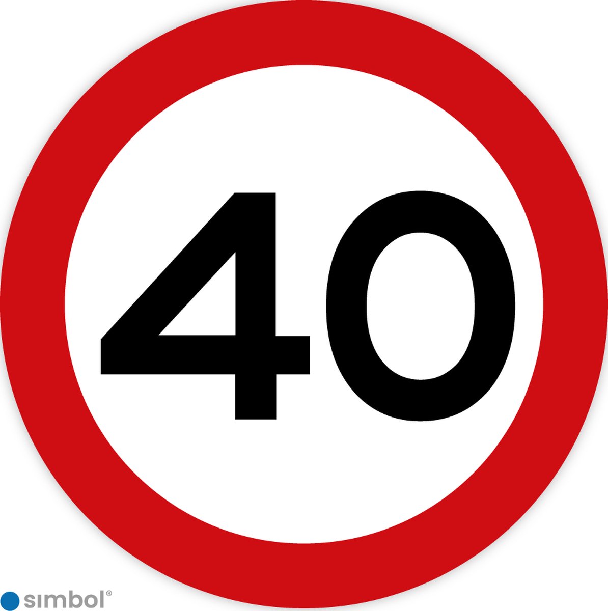 Simbol - Stickers 40 km - Maximaal 40 km/u - Duurzame Kwaliteit - Formaat ø 15 cm.