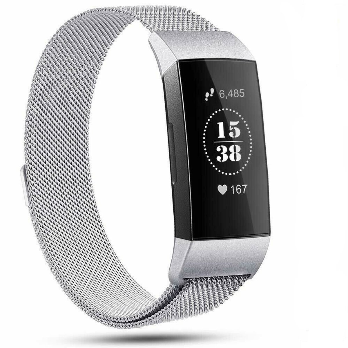 Geschikt voor Fitbit Charge 4 Milanese band - zilver - Large