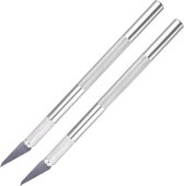 Scalpel - Hobbymesjes - Scalpel mesjes - Hobbymes - Scalpelmes - Hobbymes scalpel - Scalpel mes - RVS - Aluminium - Incl. 12 mesjes - Zilver - Able & Borret