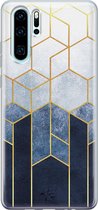 Huawei P30 Pro hoesje - Geometrisch fade art - Siliconen - Soft Case Telefoonhoesje - Print - Blauw