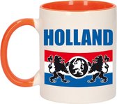 Holland beker / mok wit en oranje - 300 ml - voetbal supporter / fan