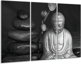 Peinture | Peinture sur toile Bouddha, pierres | Noir, blanc, gris | 120x80cm 3 Liège | Tirage photo sur toile
