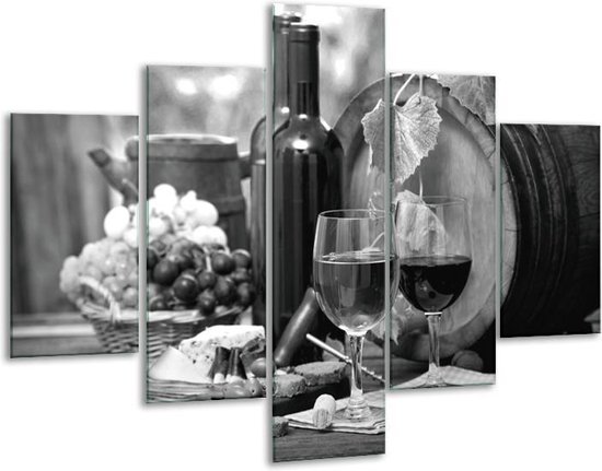 Glas schilderij Wijn, Keuken | Zwart, Wit, Grijs | | Foto print op Glas |  F006767