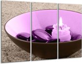 GroepArt - Schilderij -  Spa - Paars, Grijs - 120x80cm 3Luik - 6000+ Schilderijen 0p Canvas Art Collectie