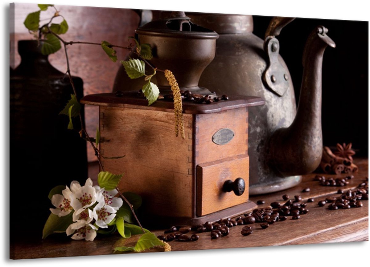 Schilderij Op Canvas - Groot - Koffie - Wit, Bruin - 140x90cm 1Luik - GroepArt 6000+ Schil