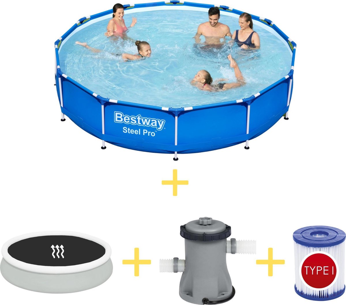 Bestway Zwembad – Steel Pro – 366 x 76 cm – Inclusief Solarzeil, Filterpomp & Filter