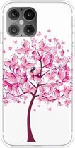 Voor iPhone 12 mini schokbestendig geverfd transparant TPU beschermhoes (vlinderboom)