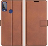 Voor Alcatel 1L 2021 Retro Kalfspatroon Gesp Horizontale Flip Leren Case met Houder & Kaartsleuven & Portemonnee (Lichtbruin)