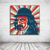 Pop Art Frank Zappa Acrylglas - 100 x 100 cm op Acrylaat glas + Inox Spacers / RVS afstandhouders - Popart Wanddecoratie