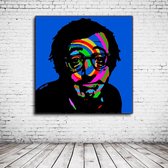Pop Art Woody Allen Acrylglas - 80 x 80 cm op Acrylaat glas + Inox Spacers / RVS afstandhouders - Popart Wanddecoratie