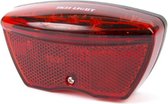 IkziLight drager achterlicht 5 led met reflector. 3 Lumen, lichtbereik tot 700M. Montage afstand 80mm. incl. batterijen (werkplaatsverpakking).