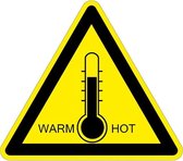 Waarschuwingsbord hoge temperaturen warm/hot - kunststof 100 mm