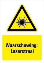 Bord met tekst waarschuwing laserstraal - kunststof - W004 297 x 420 mm