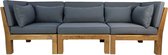 HSM Collection Tuin 3-zits loungeset modulair Aruba (incl. kussens) - 3-delig - Hout - Bruin