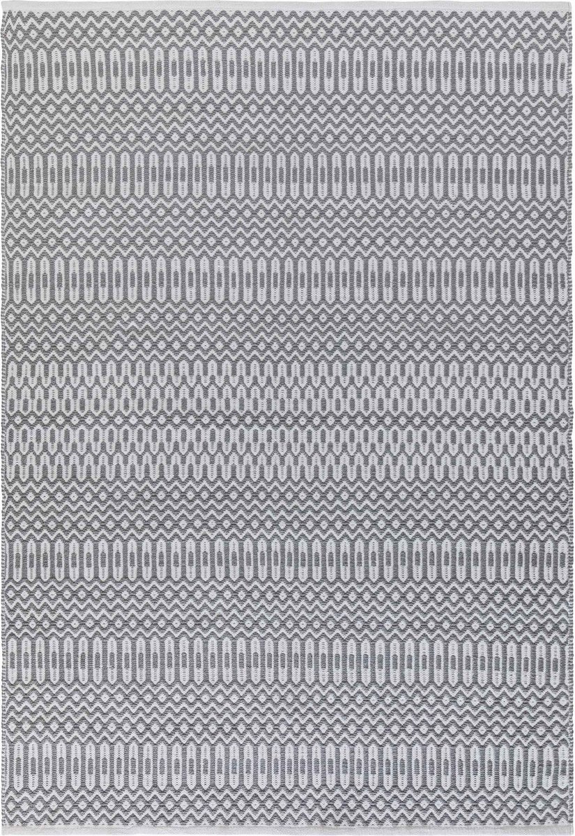 Easy Living - Easy Living Halsey Grey Vloerkleed - 160x230  - Rechthoek - Buiten,Laagpolig Tapijt - Modern - Grijs, Wit