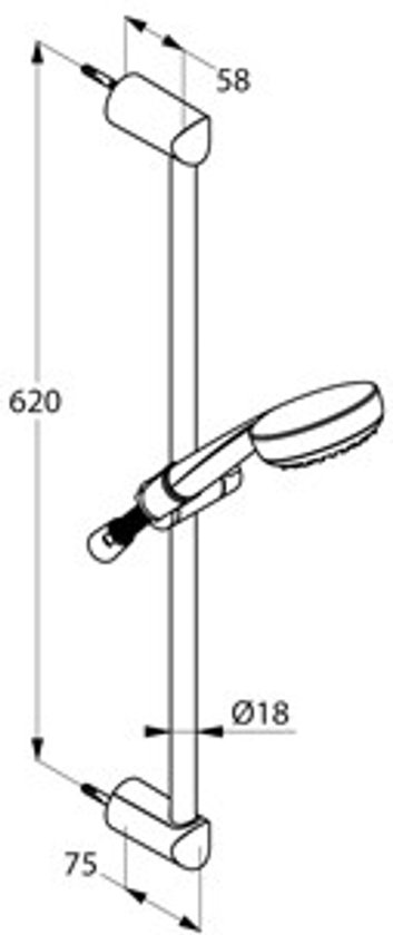 Kludi Logo glijstangset met handdouche 1S 60cm met doucheslang 160cm chroom
