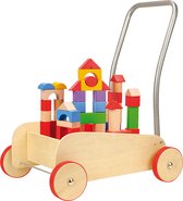 Loopwagen - Hout - Voor baby- leren lopen en leren bouwen! - Babywalker - Anti slip wieltjes