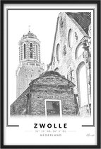 Poster Peperbus Zwolle A4 - 21 x 30 cm (Exclusief Lijst)
