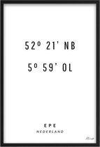Poster Coördinaten Epe A3 - 30 x 42 cm (Exclusief Lijst)