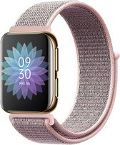 Nylon Smartwatch bandje - Geschikt voor Oppo Watch nylon band - roze - Strap-it Horlogeband / Polsband / Armband - Oppo 46mm