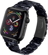 Resin Smartwatch bandje - Geschikt voor Apple Watch stalen band - zwart/wit - Strap-it Horlogeband / Polsband / Armband - Maat: 42 - 44 - 45 - 49mm