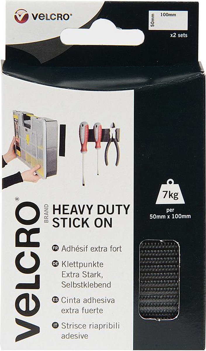 VELCRO® VEL-EC60239 Klittenband Om vast te plakken Haak- en lusdeel, Extra sterk (l x b) 100 mm x 50 mm Zwart 2 paar