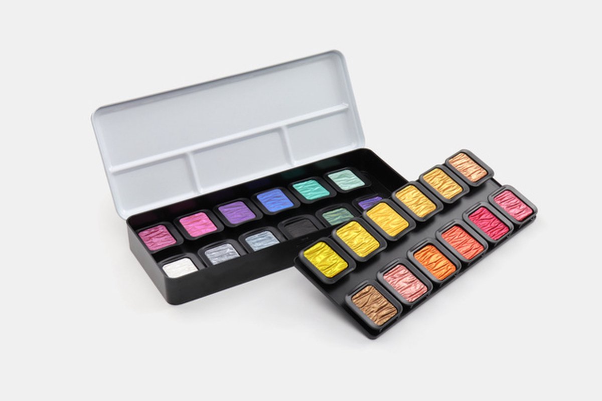 FINETEC® Parelmoer aquarelverf set Colourful | 24 kleuren — afbeelding 4