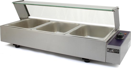 KuKoo 3 Chafing Dish Au Bain Marie Warmhoud Schalen van Merkloos — afbeelding 4