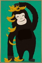 JUNIQE - Poster met kunststof lijst Gorilla Green -20x30 /Groen &