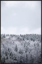 JUNIQE - Poster in kunststof lijst White Winter Forest -30x45 /Grijs &