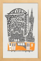 JUNIQE - Poster met houten lijst Glasgow Cityscape -13x18 /Grijs &