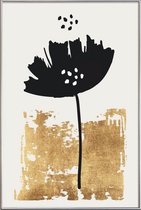 JUNIQE - Poster met kunststof lijst Black Poppy -13x18 /Zwart