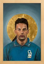 JUNIQE - Poster met houten lijst Football Icon - Roberto Baggio -13x18